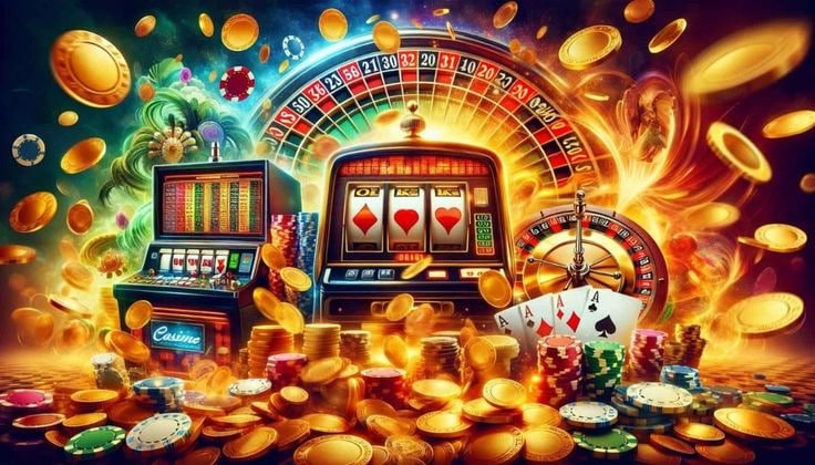 Permainan meja casino klasik dengan kartu dan elemen tradisional di studio virtual
